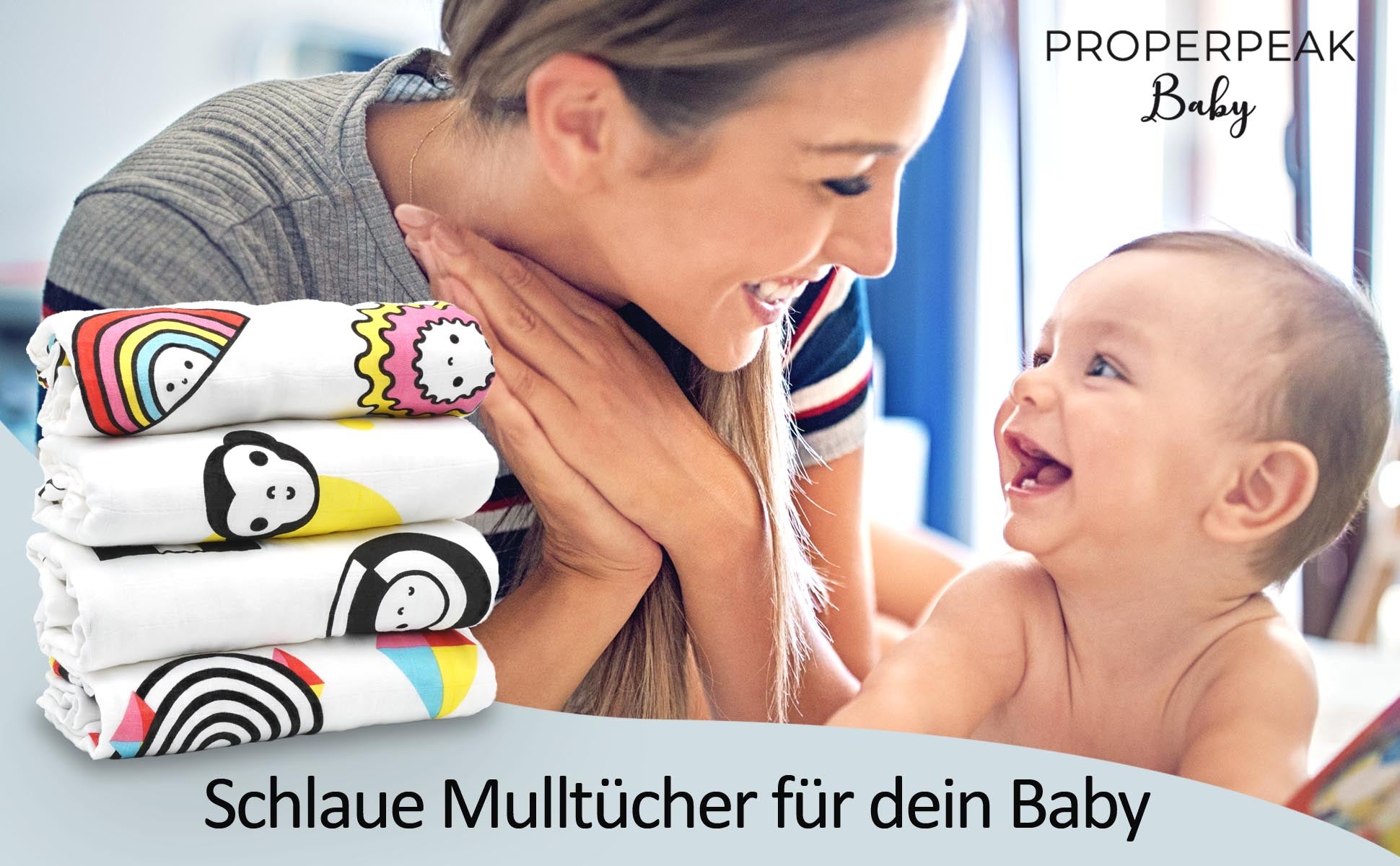 Mullwindeln Mulltücher für Babys, kuschelig weich, maschinenwaschbar, bunt, farbenfroh, fördern den Sehsinn, sanft zur Haut